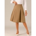 thumbnail image 3 of DARING DIVA Women's Vintage Button Decor Flared Midi Skirt L Khaki, 3 of 6