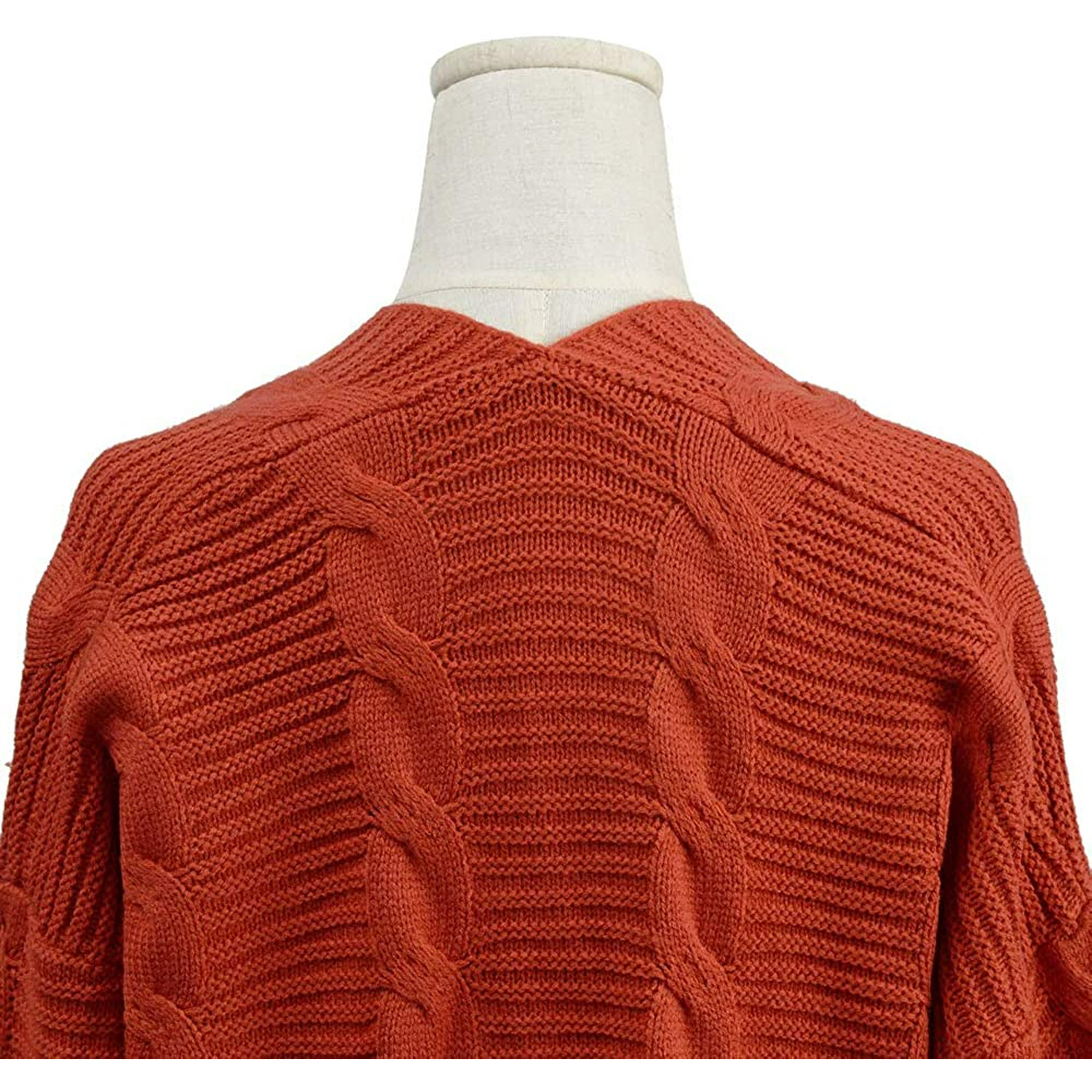 NETSENGWomen's Loose Open Front Knit Cardigan Sweaters Long Sleeve Outwear  No Pockets Rust Red X-Large