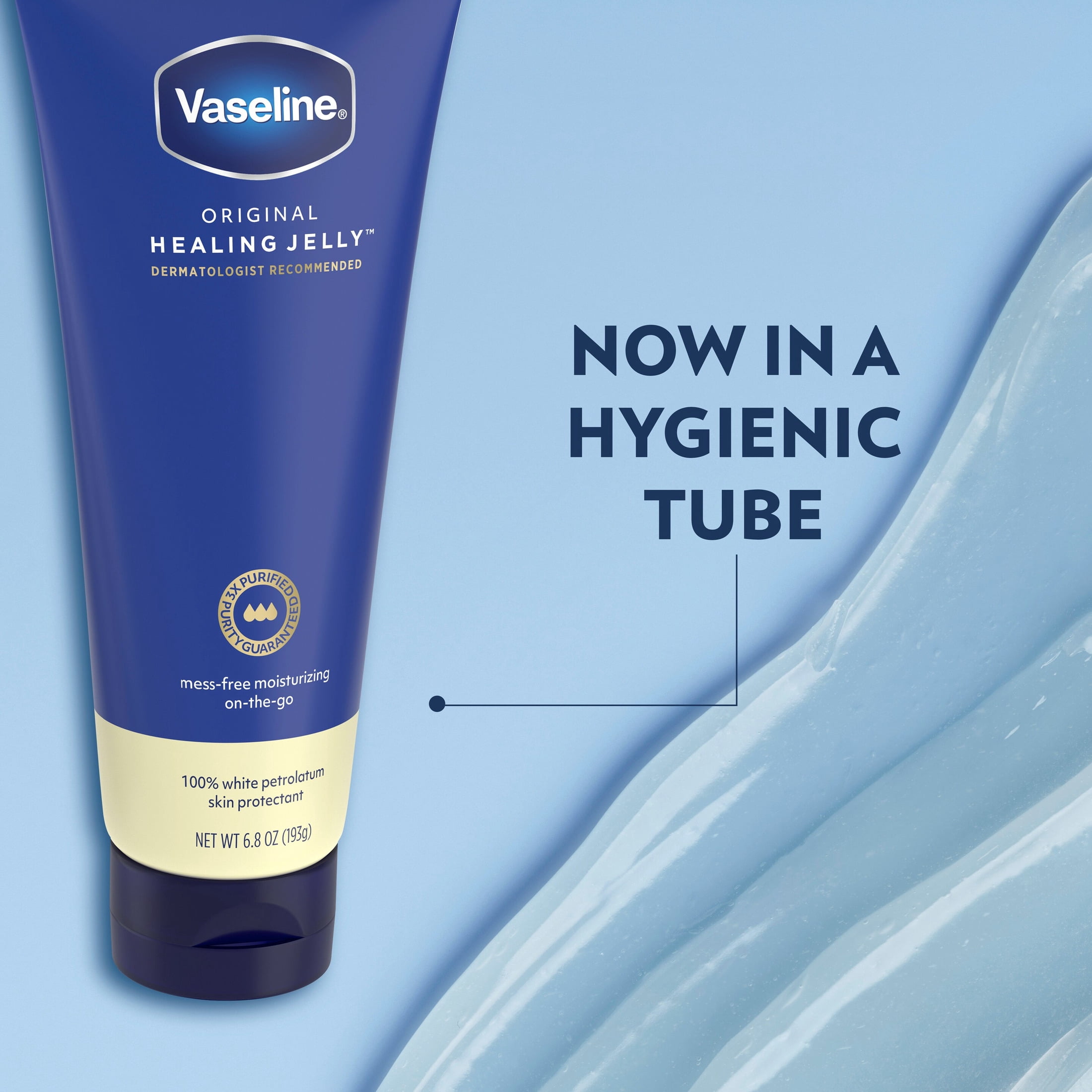 Vaseline Original Healing Jelly for Mess-Free Moisturizing On-the-Go, 100% White Petrolatum Skin Protectant with 3x Purified Purity-Guaranteed Formula, 6.8 oz 1 Count