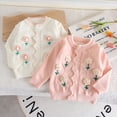 thumbnail image 6 of GYRATEDREAM Toddler Girls Crewneck Cardigan Long Sleeve Children Button Cotton Sweater Uniform Sweaters for 4-5Y White, 6 of 7