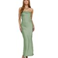 thumbnail image 1 of Vestido largo Realtix de seda satinada sin espalda para mujer, 1 of 5