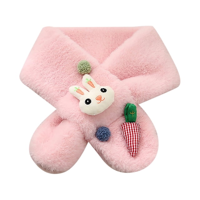 WIFKLSIIPG Autumn and Winter New Boys and Girls Rabbit Radish Scarf Imitation Rabbit Plush Cartoon Suitable for 0 to 10 Years Old Children'S Scarf