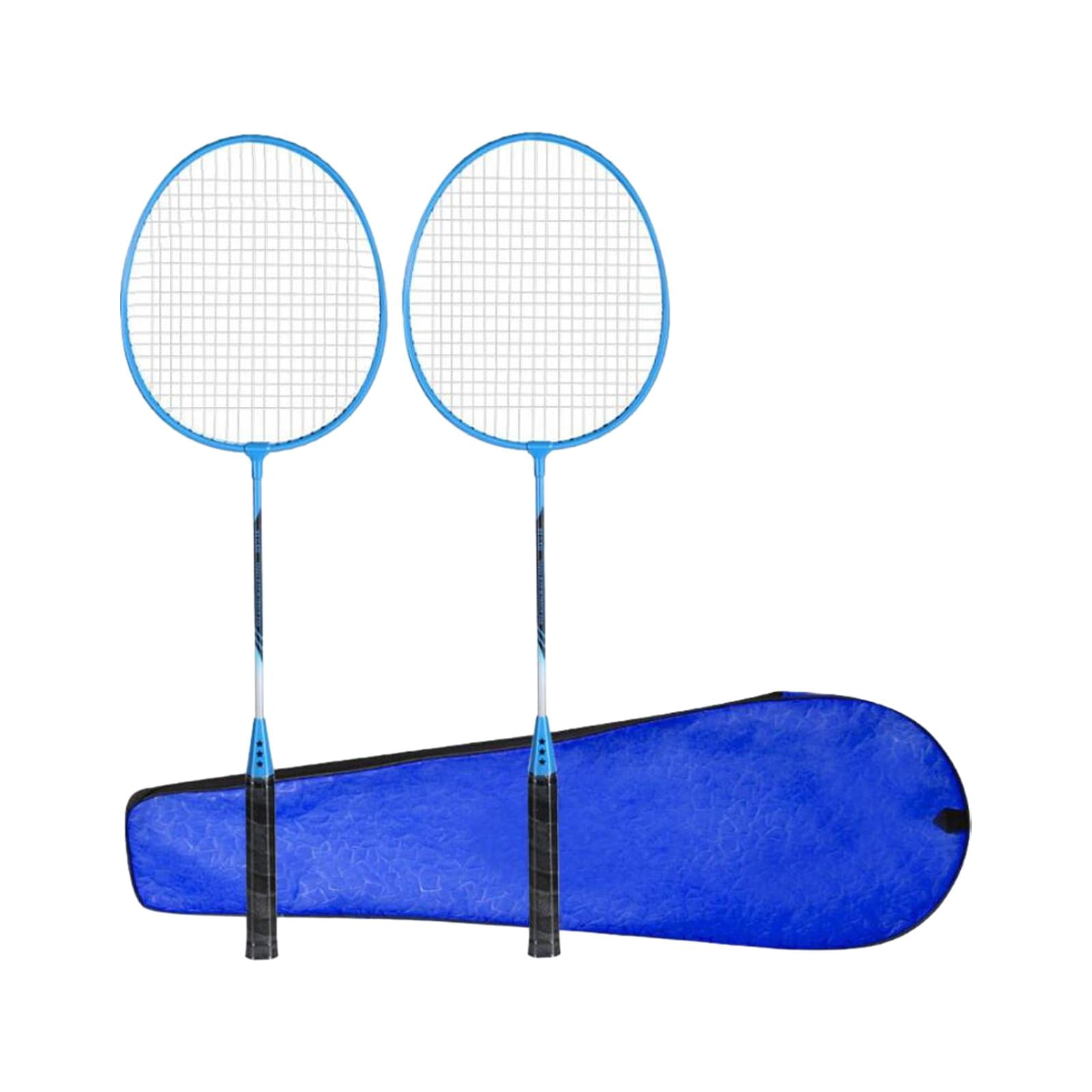 Baoblaze 2Pcs Badminton Rackets Set Badminton Shuttlecock for Couples Beginners Beach blue