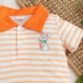 thumbnail image 6 of Kaprioy My First Easter Baby Girl Outfit Girls Clothes Bunny Embroidered Striped Short Sleeve Lapel T-shirt Shorts Outfit, 6 of 7