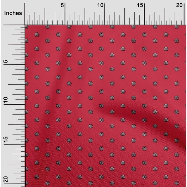 oneOone Cotton Cambric Fabric Lotus Block Printed Craft Fabric BTY 56 Inch Wide