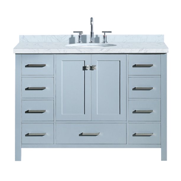 Ariel Cambridge 49 In Bath Vanity In Grey With Marble Vanity Top In Carrara White With White Basin Walmart Com Walmart Com