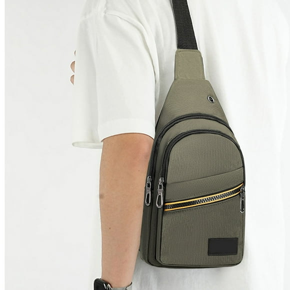 Thickened Zipper Outdoor Canvas Chest Bag Men's Chest Bag Hiking Backpack Multipurpose Crossbody Chest Bag Messenger Bag Men's Chest Bag