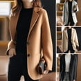 thumbnail image 2 of comerut Women Winter Coat Solid Color Loose Lapel Thicken Cardigan Keep Warm Long Sleeves Single-breasted Autumn Coat for Dating, 2 of 8