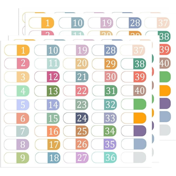 1 to 40 Number Index Labels Multicolor Index File Folder Labels for 3 Ring Binders Notebook Classify Files Contents Page Address Book Folder Teacher Book Organizing Stickers