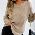 thumbnail image 4 of LOVZFMLL Sweaters for Women, Acrylic Crew Neck Ribbed Pullover Solid Color Basic Casual Relaxed Fit Long Sleeve Tops Warm Fall Winter Clothes, 4 of 9