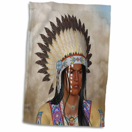 3dRose A face Indian with war bonnet portrait - Towel, 15 by 22-inch