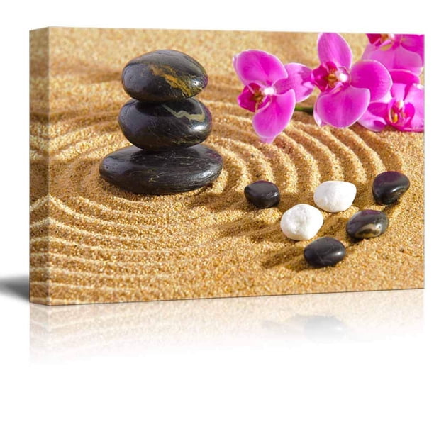 Wall26 Canvas Prints Wall Art - Japanese Zen Garden with Stacked Stones