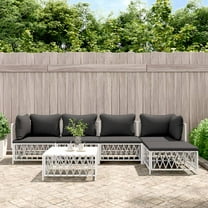 vidaXL 6 Piece Patio Lounge Set with Cushions White Steel
