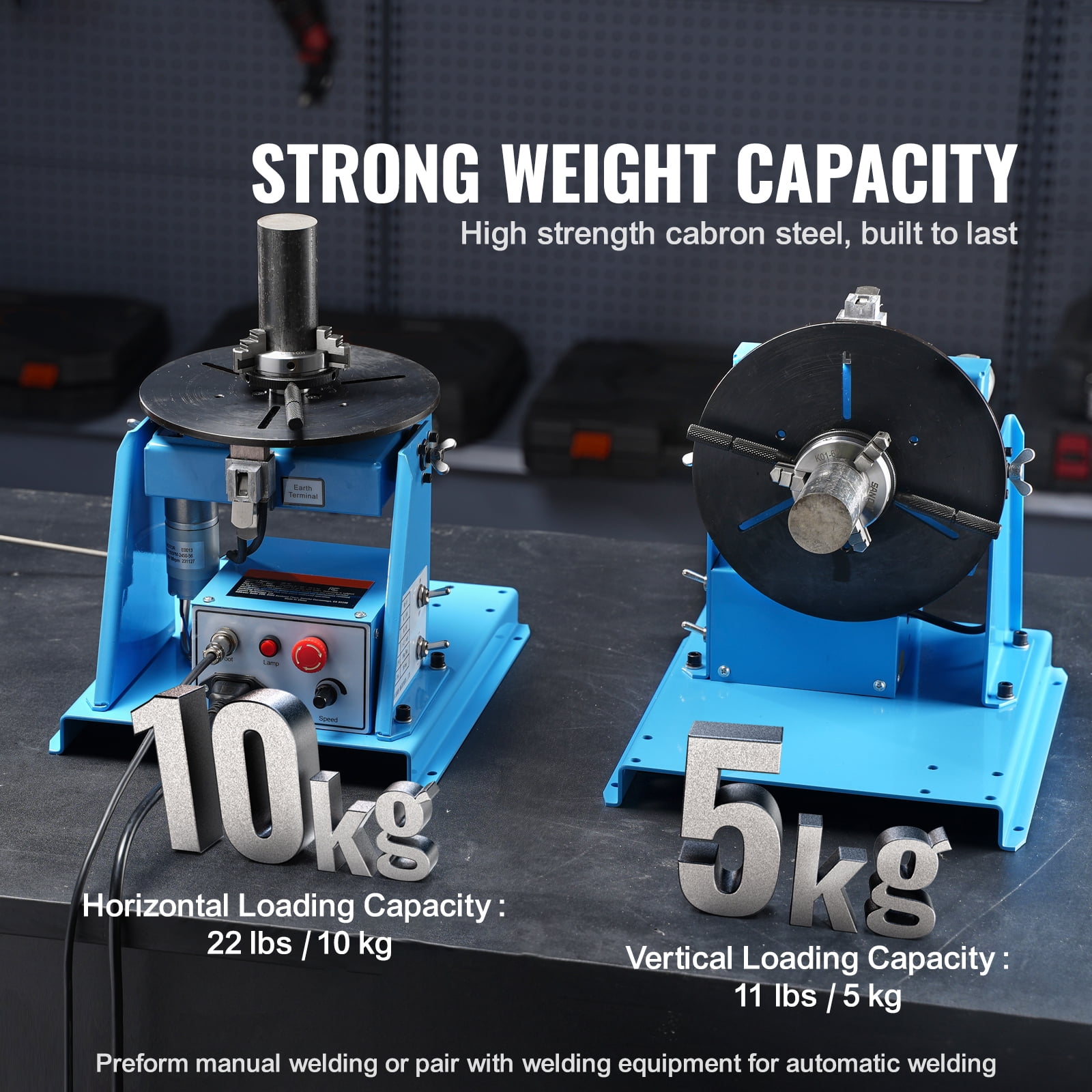 SKYSHALO Rotary Welding Positioning Machine 10KG, 0-90° Welding Positioning Turntable with 8.1" 3 Jaw Lathe Chuck