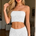 thumbnail image 4 of Zylarhe Bras for Women, Lace Trim Tube Top With Detachable Straps Basic Innerwear No Show Bustier Strapless Shirts for Women Summer White XL, 4 of 6