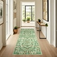 thumbnail image 2 of Garvee 2'x6' Modern Floral Print Runner Rug Boho Rugs, Non-Slip Washable Rug Stain Resistant Low Pile Indoor Carpet for Hallway Bedroom Home Decor, Green, 2 of 8