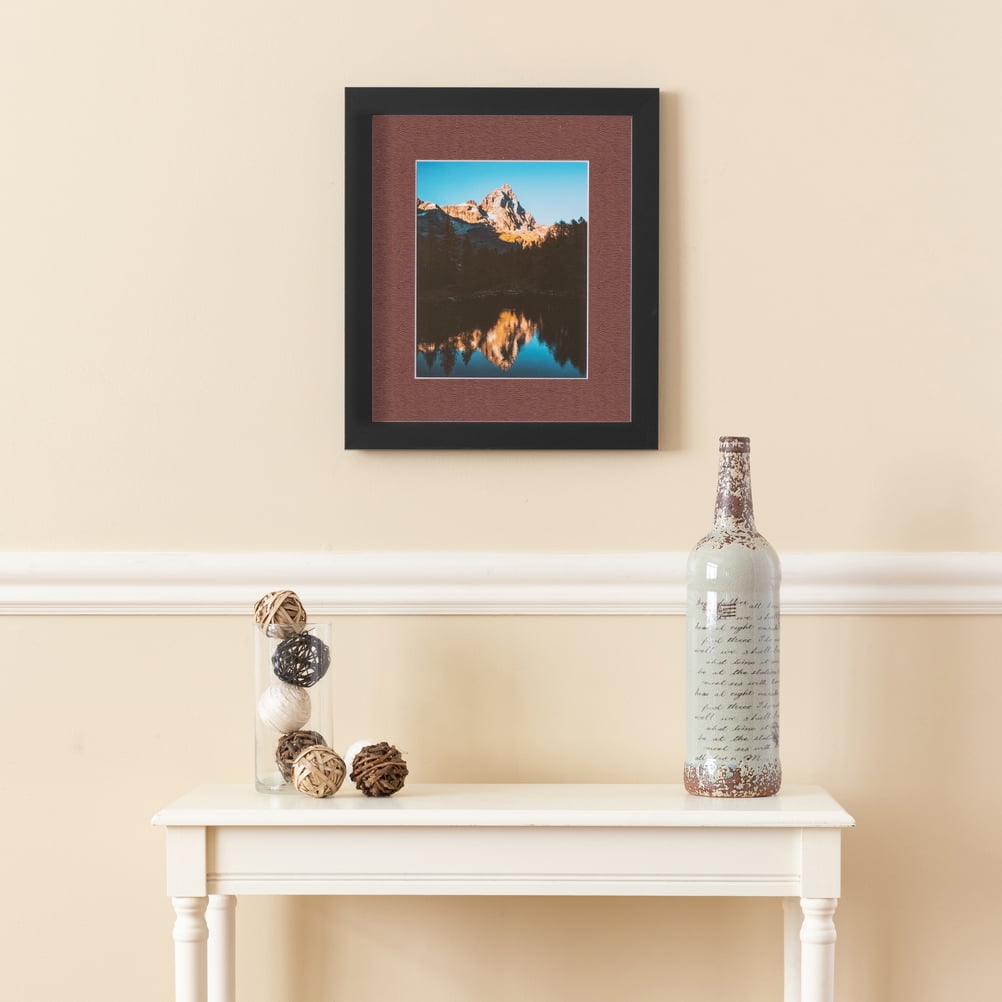 ArtToFrames 16x22" Matted Picture Frame with 12x18" Single Mat Photo Opening Framed in 1.25" Satin Black and 2" Brique Mat (FWM-3926-16x22)