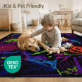 thumbnail image 4 of ODIKA 8'x10' Washable Area Rug Vibrant Abstract Horror Themed Design Eclectic Mix of Gothic Symbols and Pop Art for Dining Room, Large Office, Lounge, Non-Slip Chair-Friendly Mat, 4 of 7