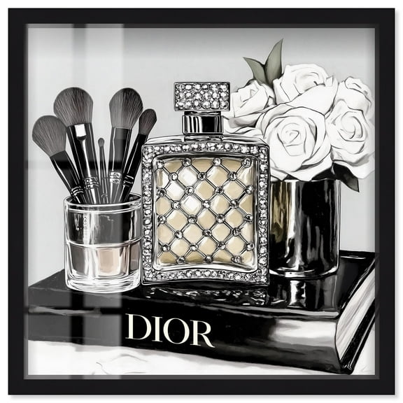 Classy Ink Glam Setup Shadowbox Print Fashion Art Prints by Art Remedy, Black Frame, 12 x 12