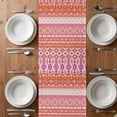 thumbnail image 6 of Pink Orange Boho Table Runner - 60 Inch Long, Kitchen Dining Table Runner Dresser Scarves, Vintage Ethnic Tribe Abstract Art Farmhouse Decor for Coffee Tables Wedding Party Banquet, 6 of 8