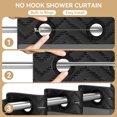 thumbnail image 3 of QUTETN No Hook Shower Curtain and Snap in Liner SetBlack Tufted Chevron Striped Cloth Washable Fabric Boho Bath Curtain with See Through Mesh Top Window for Bathroom Hotel 71 W x 19.55 gal, 3 of 4