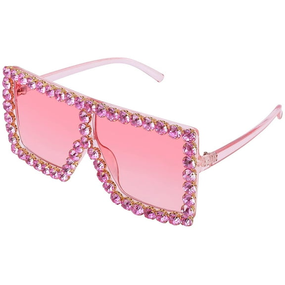 FEISEDY Oversized Sparkling Crystal Sunglasses Disco Diamond Flat Top Fashion Square Large Shades B2782