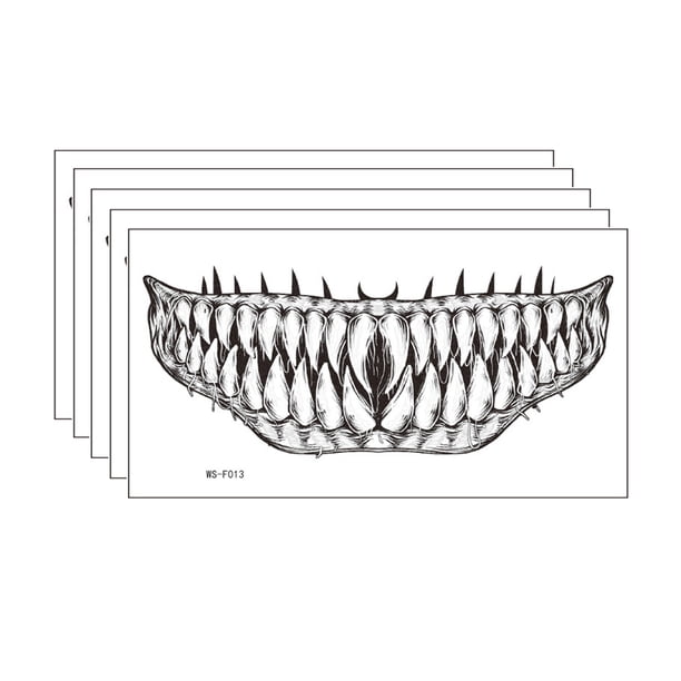 Pegatinas de tatuaje, tatuaje temporal para hombres, mujeres y adultos, pegatina para boca y dientes, pegatina de viento oscuro, pegatina de maquillaje divertida, pincel de maquillaje