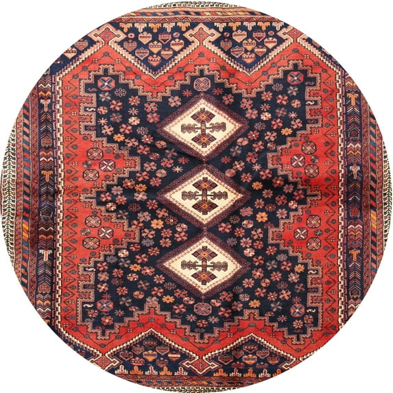 Ahgly Company Indoor Round Traditional Saffron Red Persian Area Rugs, 4' Round