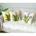 thumbnail image 6 of Tulip Flower Embroidered Throw Pillow Covers, Farmhouse Decorative Square Floral Cushion Covers, Lumbar Pillow for Sofa Living Room Bedroom Home Decor, 6 of 6