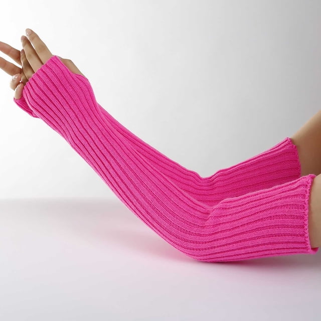 Gants Longs Sans Doigts Tricotés pour Femmes Chauffe-Poignets d'Hiver