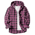 thumbnail image 3 of Favoffer Boys Flannel Shirts Plaid Hooded Button Down Long Sleeve Shirt Fall Winter Clothes Lightweight Shacket Jacket Home Play Outdoor Travle Toddler Big Kid 4-15Y, 3 of 5