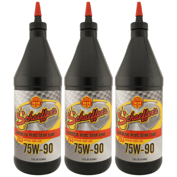 Schaeffer’s 02937590-012 (293) Synthetic Plus GL-5 Gear Lube 75W-90, 1 Quart - Pack of 3