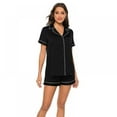 thumbnail image 1 of Femmes Casual Maison Manches Courtes Solide Boucle Pyjama (S-2XL), 1 of 5