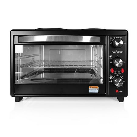 Nutrichef PKRTO28 Multifunction Kitchen Oven Countertop Rotisserie Cooker With Dual Hot Plates 