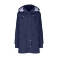 thumbnail image 6 of Mrat Rain Jacket Women Lightweight Water Proof Striped Lined Hooded Rain Jacket Outdoor Windbreaker Travel Trench Coat with Pockets Rain Coat Lady S-23 Navy M, 6 of 8