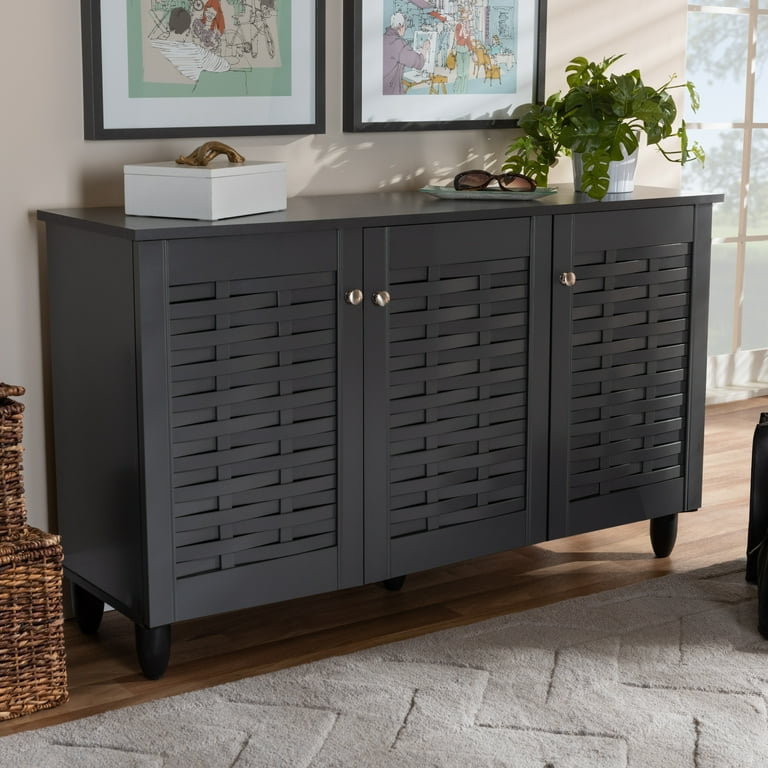 Baxton Studio Winda 3-Door Wooden Entryway Shoe Storage