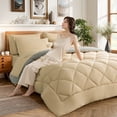 thumbnail image 4 of Sonoro Kate Juego de Edredón Queen Beige, Cama en una Bolsa de 5 Piezas, Juego de Cama Suave de Lujo para Todas las Estaciones con Edredón Alternativo, 1 Sábana Plana y 1 Sábana Ajustable, 1 Funda de Almohada y 1 Funda, 4 of 8
