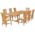 thumbnail image 3 of 9 Piece Teak Wood Balero Rectangular Extension Outdoor Patio Dining Set with 2 Arm and 6 Side Chairs, 3 of 5