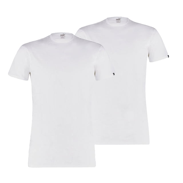 PUMA Camiseta para Hombre, Paquete de 2 - Basic Crew Tee, Cuello redondo, Manga corta, uni Blanco L (Large)