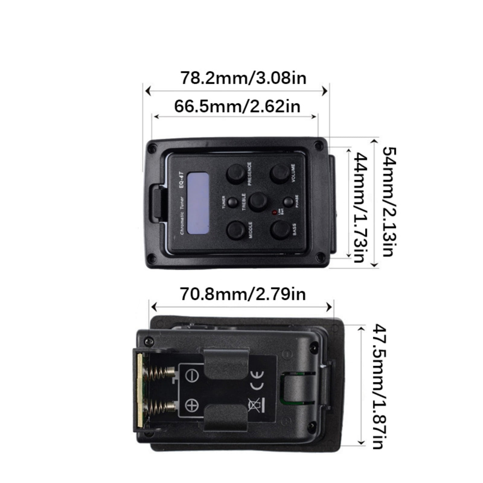 Professional 4 Acoustic Guitar Preamp Amplifier Electric Guitar EQ Equalizers with 6.5mm Output Pick Up & LCD Tuner