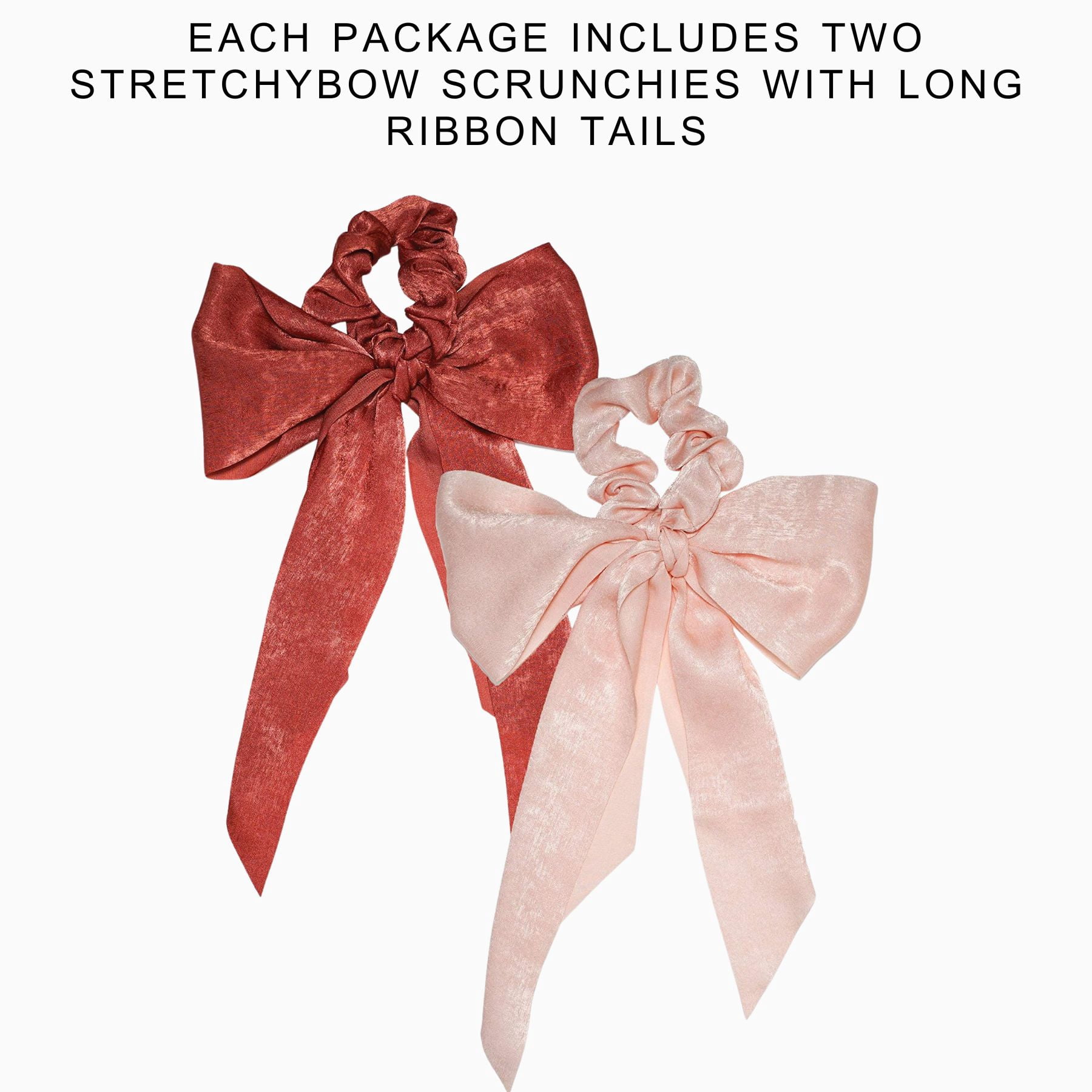 Kitsch Satin Hair Scarf Scrunchie Hair Ties, Blush/Mauve, 2 ct