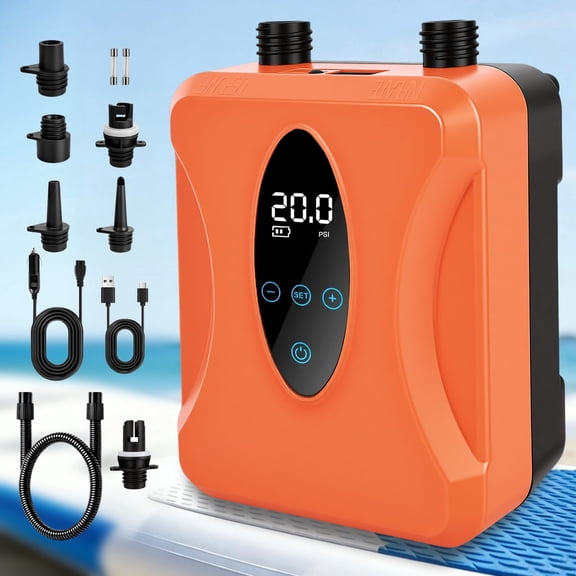 TERRALYX Electric Paddle Board Pump, Rechargeable 20PSI High Pressure SUP Pump, Dual Stage Inflation & Deflation, Auto-Off for Stand Up Paddle Boards, Surfing Kite, Tent,Kayaks and Boat
