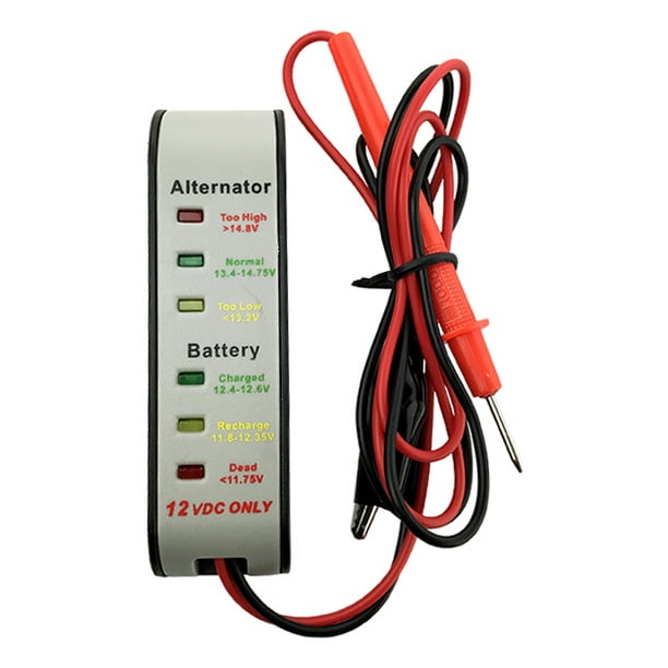 Vehicle Battery & Alternator Tester, Analyzer With LED Charge Indicator