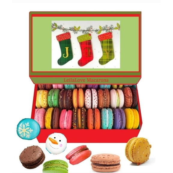 LeilaLove Macarons-16 Holiday specialty Macaron gift box up to dozen flavors - Gift box varies in colors and styles