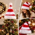 thumbnail image 5 of JeashCHAT Striped Christmas Hat, Santa Hat for Kids Adults, Unisex Soft Plush Xmas Hat, New Year Party Hat, Santa Claus Hat for Christmas Holiday Headwear Costume Accessories Gifts, 11.8"x15.75", 5 of 6