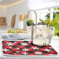 thumbnail image 5 of Merry Christmas Dish Drying Mat 18x24 inch Snowflakes Buffalo Check Plaid Drying Pad Xmas New Year Dish Drainer Mat Protector for Kitchen Countertops Counter, 5 of 8