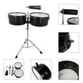 thumbnail image 4 of 13" & 14" Timbales Drum Set with Stand and Cowbell Percussion Instrument, Black, 4 of 10