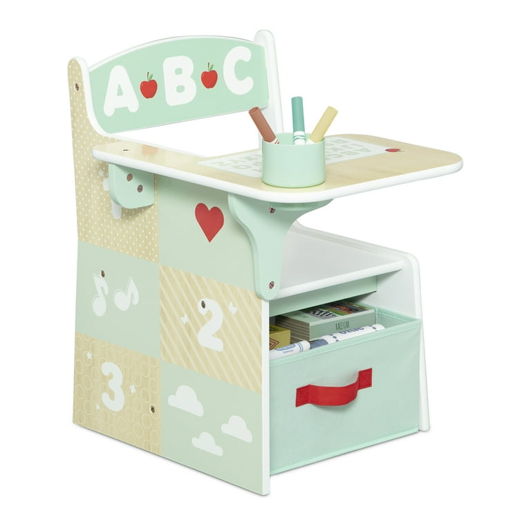 Delta Children ABC Alphabet Chair Desk with Storage Bin, Natural