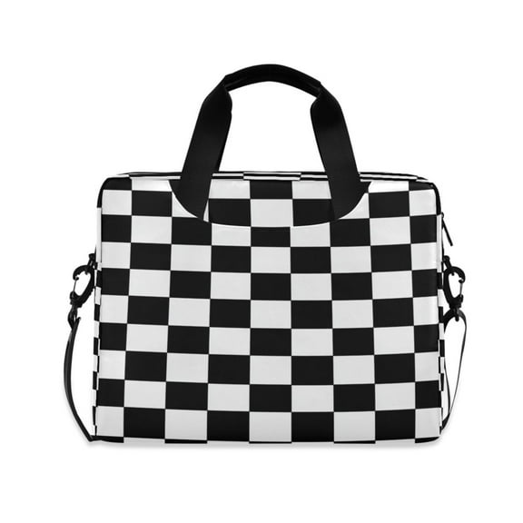 16" Laptop Tote Bag Laptop Sleeve Case Computer Briefcase for Work & Travel Black and White Check