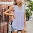 thumbnail image 4 of RQYYD Womens Summer Lace Trim Tank Tops Dressy V Neck Eyelet Casual Sleeveless Tunic Blouse Vest Shirts Office Work Top(Purple,XXL), 4 of 5